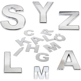 Resim Parlak Krom Yapışkanlı C Harfi, Kapı ve Oda Için 8.5 cm Posta Kutusu Harfi 