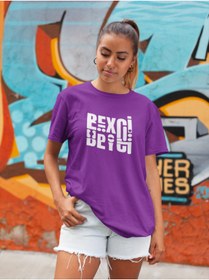 Resim BİSİKLET YAKA PAMUKLU HANIMCI&KOCACI&BEYCİ BASKILI OVERSIZE TSHIRT 
