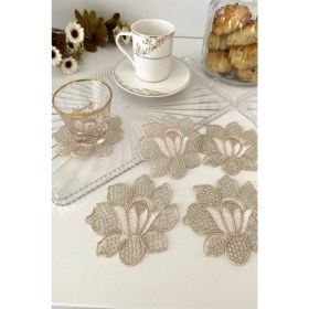 Resim Emtory Home Mexico Model | 6 Adet Fincan Yanı Sunum Peçetesi - Gold Kokteyl Peçetesi 