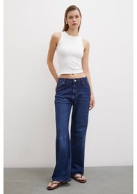 Resim Never More Yüksel Bel Wide Leg Jean Lacivert Lacivert 