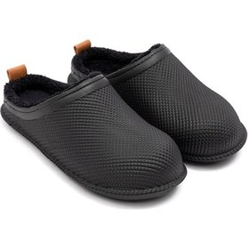 Resim Gezer 12464 Eva İçi Kürklü Islak Zemin Erkek Kışlık Ev Bahçe Sokak İş Terliği Siyah 