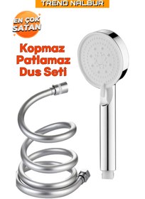 Resim CANERO Turbo Fan 5 Fonksiyonlu Su Tasarruflu Duş Başlığı Turbo El Duşu + PVC Duş Hortumu 