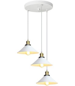 Resim Riolight Vintage2,retro,rustik Beyaz 3xe27 Duylu Metal Sarkıt Avi Beyaz 