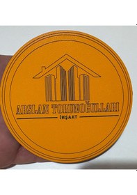 Resim 10'lu Kişiye / Şirkete Özel Logolu Bardak Altlığı Seti Lazer Kesim Kurumsal Hediye 9 Cm Turuncu 