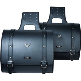 Resim ebakbak Motosiklet Deri Yan Çanta Takım Chopper Siyah Model Motor Çantası 