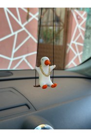 Resim Genel Markalar Altın Zincirli Sallanan Ördek Yeni Trend Dikiz Ayna Süsü (beyaz Turuncu) 