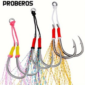 Resim PROBEROS 5 adet Çok Renkli Yansıtıcı Püsküllü Balıkçılık saç tokası - Yavaş ve Hızlı Düşüş Balıkçılığı için Dikey Jigging Yüksek Karbonlu Çelik saç tokası 