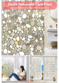 Resim Technosmart Çakıl Taşı Desenli Statik Cam Filmi 60x100 Cm Rulo Halinde Efektli 