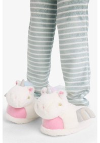 Resim Defacto Kız Çocuk Unicorn Temalı Düz Taban Terlik F1943a825wnwt34 Beyaz-wt34 