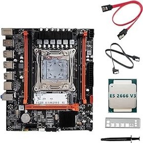 Resim Greethga X99H Masaüstü Anakart+E5 2666 V3 CPU+Termal Gres LGA2011-V3 B85 DDR3X4 ECC Yuvası M.2 NVME PCI-E 3.0 X16 X99H Masaüstü Anakart PCB 1 Takım 