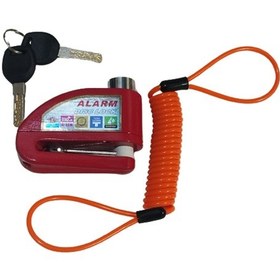 Resim Motosiklet Alarmlı Disk Kilidi, Hatırlatma Kablolu Kilit, Kırmızı 