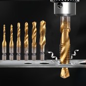Resim 6 Parça Premium Kombinasyon Matkap Seti - Yüksek Hızlı Metrik Vidalama Aletleri: M3, M4, M5, M8, M10. Verimli vida takma, havşa delme ve hassas delik açma için dayanıklı aletler. Profesyonel kullanım için ideal 