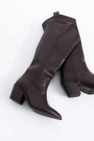 Resim es exello Sheeran Kısa Topuklu Kahverengi Western Çizme 