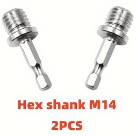 Resim 2 adet 1/4 Bağlantı Çubuğu Adaptörü M10, M14 Matkap Yedek Parçaları Parlatma Diski Paslanmaz Çelik Matkap Aksesuarları 1/4 Çubuk M10, M14 Altıgen Bağlantı Çubuğu Adaptörü 2 adet Paslanmaz Çelik Matkap Parçaları 