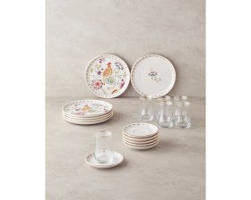 Resim UltraMint Renkli 18 Parça Seramik Pasta Seti, 6 Kişilik, Şık ve Kullanışlı 