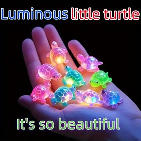 Resim 100/200 adet Karanlıkta Parlayan Mini Kaplumbağa - Renkli Luminous Plastik Kaplumbağalar DIY, Tırnak Sanatı, Takı Yapımı ve Ev Dekorasyonu için, Elektrik Gerektirmez, İç ve Dış Mekan Kullanımı için Mükemmel, Kaplumbağa Dekorasyonları 