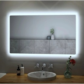 Resim NUUN DEKOR 80x60cm Beyaz Ledli Banyo Lavabo Ofis Makyaj Kuaför Aynası - Trafolu 