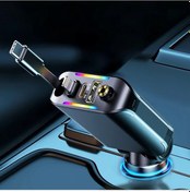 Resim Wangxi 60w Hızlı Şarj Derin Renkli Geri Çekilebilir Hat 4ü 1 Arada Usb A Usb C Lightning Port Destekli Araba Şarj Cihazı 