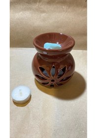 Resim Buhardanlık Ebru Boyama Lotus Çiçeği Seramik Buhurdanlık Hand Made El İşi 1 