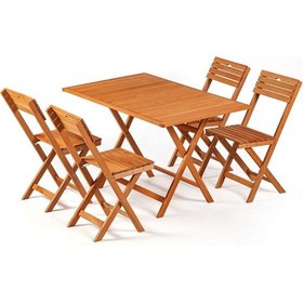 Resim 4+1 Minderli Balkon Bahçe Mutfak Bistro Set Katlanır Masa-sandalye 120x70-antrasit Ahşap 