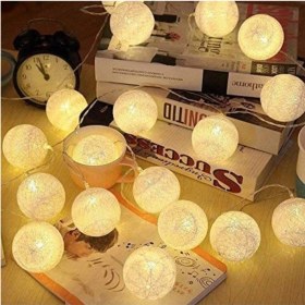 Resim Canderel Pamuk Top LED Işıklı Dekoratif Işıklı 10 Lu Top 2 Metre 