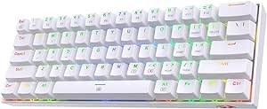 Resim Redragon K630 Dragonborn%60 kablolu RGB oyun klavyesi, 61 tuşlu kompakt mekanik klavye, doğrusal kırmızı şalterli, profesyonel sürücü desteği, beyaz, US layout 