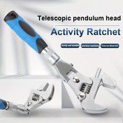 Resim Multifonksiyonel 10 inç Uzatılabilir Aktivite Anahtarı Katlanabilir Nod Başlı Ratchet Anahtarı Çift Amaçlı Katlanabilir Evrensel Ratchet Anahtarı Elektrik, Su, Banyo, Araba Klima, Teleskopik Anahtar 