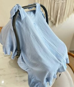 Resim Müslin Puset Örtüsü | Bebe Mavi | %100 Pamuk, Nefes Alabilir 