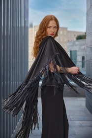 Resim Pilise Detaylı Siyah Pantolon - 36 