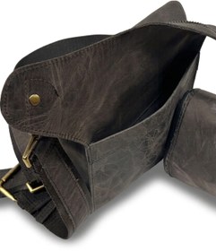 Resim TheBikerJeans Texas Grey Hakiki Deri Bacak Çantası 