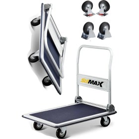 Resim Stilmax 300 kg Kapasiteli Katlanır Tabla Koli Yük Paket Taşıma El Arabası Kaydırmaz Taban Depo El Arabası 