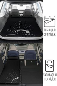 Resim RELAXUS Araç İçi Şişme Yatak Ve Yastık Seti Pompa Peugeot 5008 Tiggo Otomobil Arka Koltuk Seyahat Kamp 