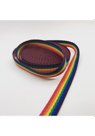 Resim 2,5 Mm Gökkuşaği Desenli Kolon - Şerit - Dar Dokuma - 10 Mt. 