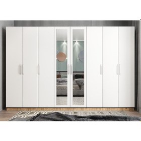 Resim Başak 8 Kapaklı Dolap Gardırop Çam - Beyaz 