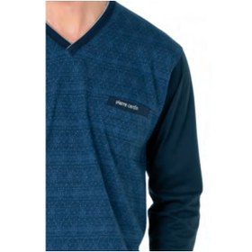 Resim Pierre Cardin 6110 Erkek Kuzun Kollu V Yaka Pijama Takımı-saks Saks 