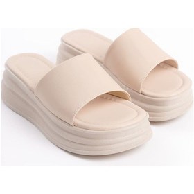 Resim Alıce Düz Topuklu Kalın Ve Ortopedik Taban Kadın Terlik Ckt - Krem Renkli 