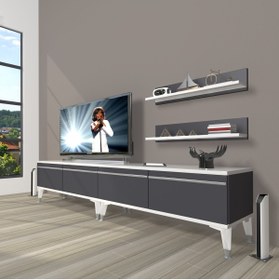 Resim Decoraktiv Eko 220t Mdf Silver Tv Ünitesi Tv Sehpası - Beyaz - Antrasit 