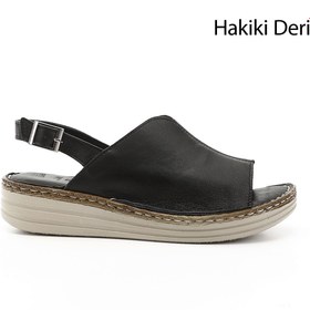 Resim GÖNDERİ(R) Kadın / Kız Siyah Dolgu Topuk Hakiki Deri Comfort Sandalet 