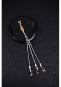 Resim Encili Silver 925 Ayar Gümüş Özel Tasarım Sargı Model Sarı Mineli Tesbih Püskülü 