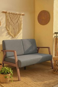 Resim Zem Pavia İkili Berjer Ceviz Ahşap, Gri 