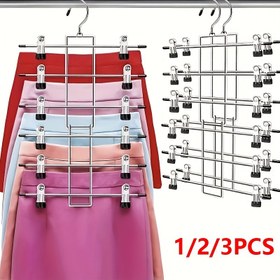 Resim 6 Katlı Metal Pantolon Askıları, 360° Döner saç tokası ve Klipsli Yerden Tasarruf Sağlayan Dolap Düzenleyici, Giysi Askısı Seti 