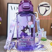 Resim Sanrio Resmi Kuromi & Hello Kitty 800ml/27oz Mor Şeffaf Su Matarası - Dayanıklı PC, Sızdırmaz, Isıya Dayanıklı Çıkarılabilir Omuz Askısı ve Saplı - Okul, Ofis, Spor Salonu için Sevimli Karakter Tasarımı - Doğum Günleri, Sevgililer Günü, Babalar Günü, Ofiste Hidrasyon İçin Harika Hediye, Eğlenceli Tasarım, Sağlam Yapı 