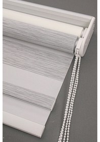 Resim Çift Mekanizmalı Zebra Stor Güneşlik Perde 07 Gri Mutfak Balkon Perdesi Çocuk Yatak Odası Perdesi Gri 