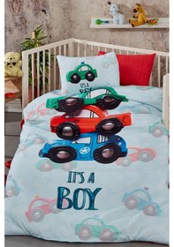 Resim Bonjardinhome Arabalar Dijital Baskılı 3d Pamuklu Bebek Nevresim Takımı Mavi 