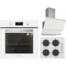 Resim Silverline Beyaz Ankastre Set Classy Beyaz 60 cm Davlumbaz - CS5335W01 Beyaz Ankastre Ocak - B06502W01 Beyaz Ankastre Fırın 