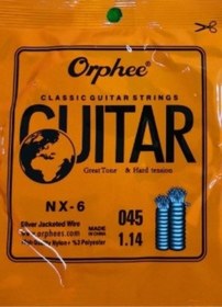 Resim Orphee NX-6 Klasik Gitar Mi (E) Teli - 6. Tel (Aksesuar - Yedek Tek Tel) | Gümüş Kaplama Bakır Sarg 