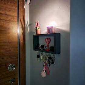 Resim Kapı Giriş Anahtarlık Askısı Ahşap Dekoratif Gri Antrasit Lake Boyalı Anahtar Askılığı 