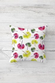 Resim Pelangi Suluboya Hindiba Desen Çift Tarafı Baskılı Gizli Fermuar Yastık Kılıfı Kırlent Koltuk Yastık Kılıfı, beyaz-pembe-yeşil 45 x 45 