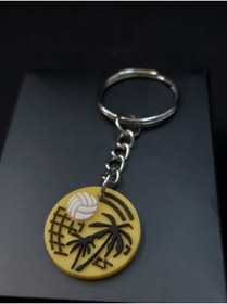 Resim sarıyer silver Plaj Voleybolu Temalı Yazlık Stil Palmiye Voleybol Model Spor Sporcu Voleybol Çelik Anahtarlık 