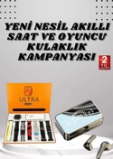 Resim FTA TİCARET Aynalı Bluetooth Kulaklık ve 7 Kordonlu Akıllı Saat Dijital Göstergeli Uzun Pil Ömrü 